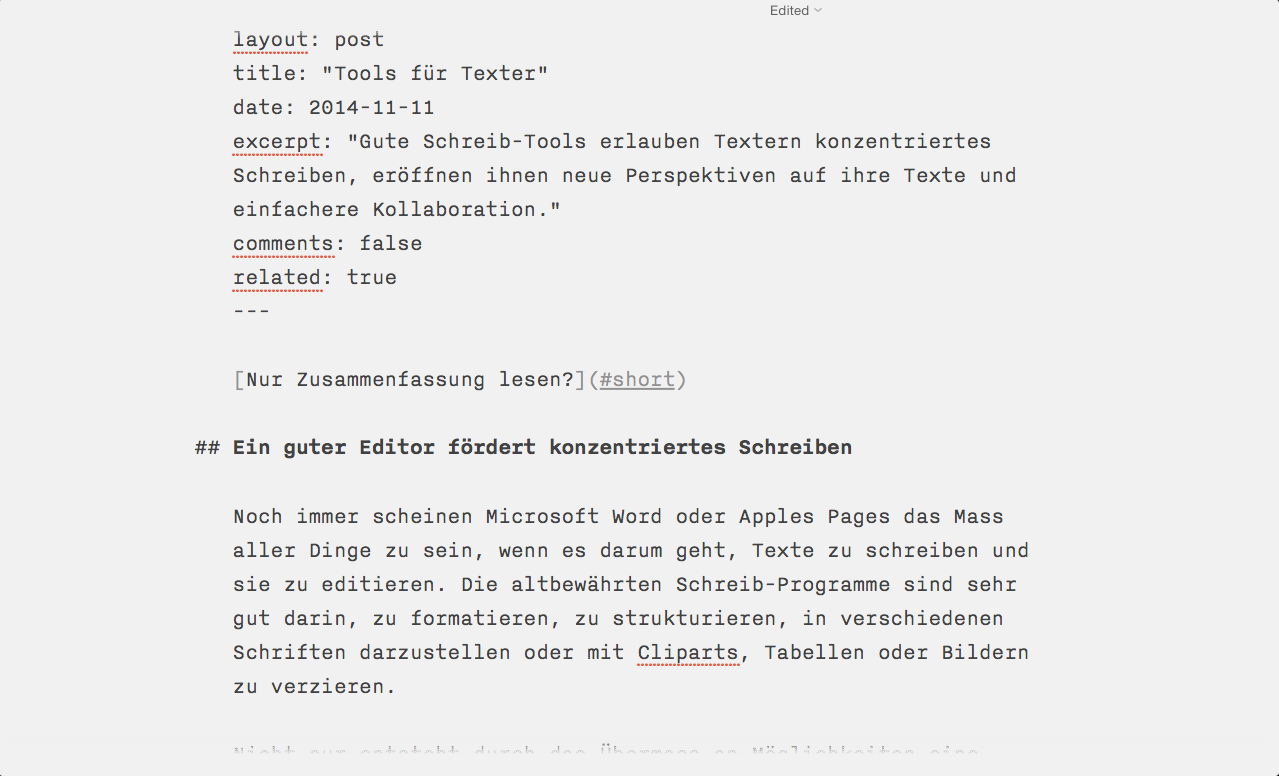 Die aufs absolute Minimum reduzierte Benutzeroberfläche von 'iaWriter' blendet alles für den Schreibprozess Nebensächliche aus.